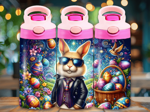 Bunny Suit Easter Flip Top Kids Tumbler Wraps