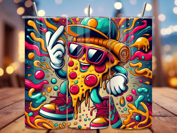Cartoon Pizza Graffiti Art Tumbler Wraps Review