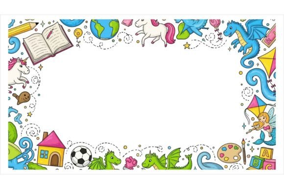 Colorful Kids Border Illustration Backgrounds