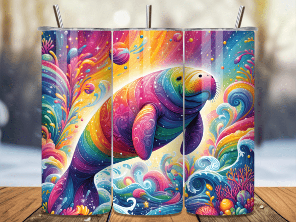 Colorful Psychedelic Manatee Art Tumbler Wraps Review