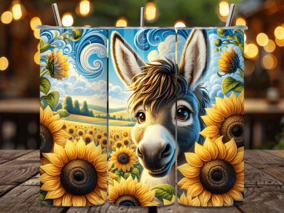 Cute Donkey Sunflower Sky Tumbler Wraps Review