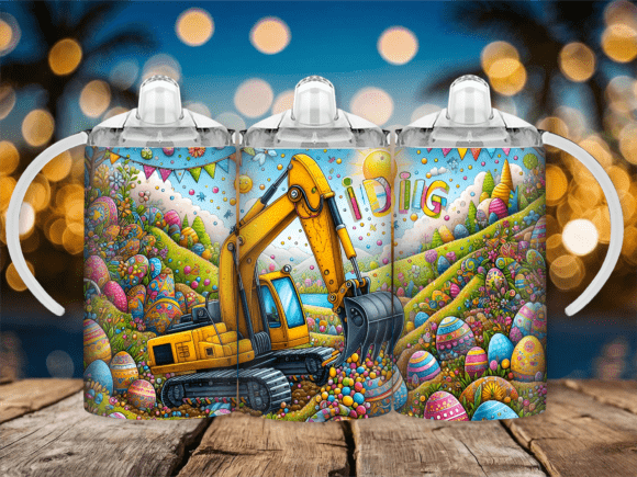Easter Excavator Sippy Cup Kids Tumbler Wraps