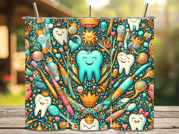 Floral Dental Pattern Tumbler Wrap PNG Review