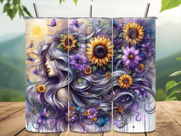 Floral Purple Hair Girl Tumbler Wrap Review