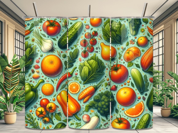 Fresh Garden Vegetable Tumbler Wrap PNG Review