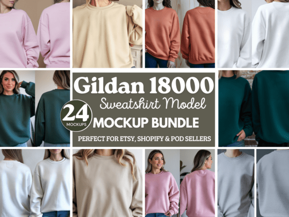 Gildan 18000 Sweatshirt Mockup Bundle 56