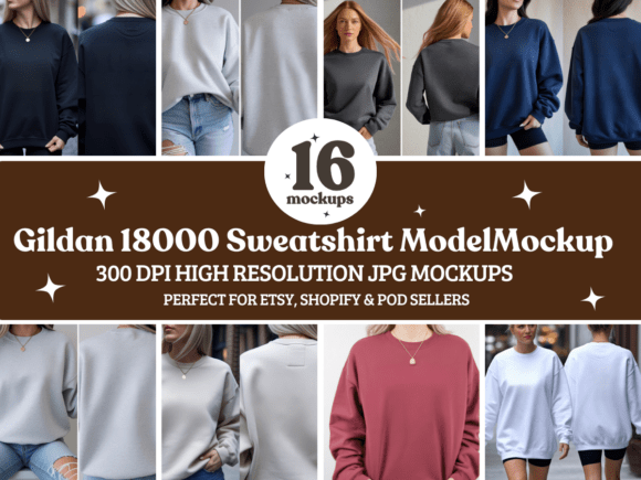 Gildan 18000 Sweatshirt Mockup Bundle 58