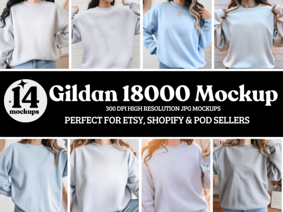 Gildan 18000 Sweatshirt Mockup Bundle