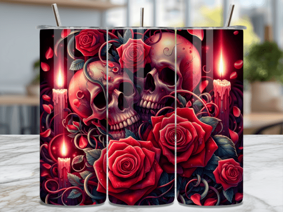 Gothic Red Rose Skull Candle Tumbler Wraps Review