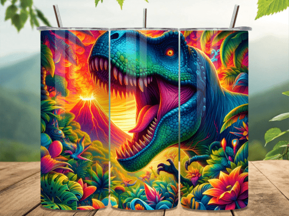 Neon Colorful T-Rex Tumbler Wrap Review