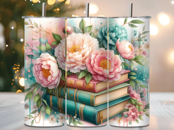 Pastel Peony Stacked Books Tumbler Wraps Review