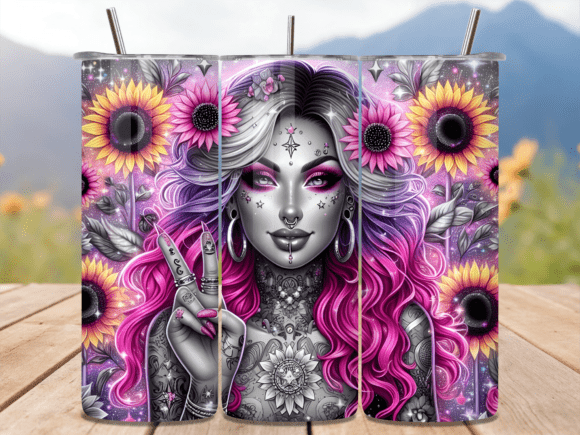 Pink Gothic Girl Sunflower Tumbler Wrap Review