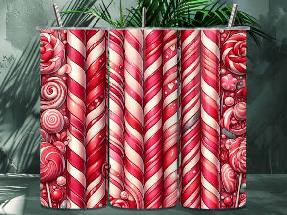 Red Candy Cane Stripe Valentine Tumbler Wraps