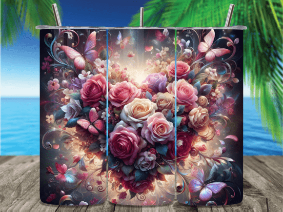 Romantic Rose Heart Animal Tumbler Wraps