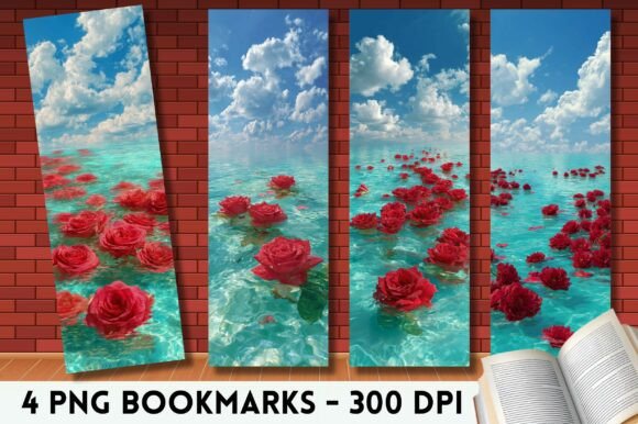 Roses Floating Turquoise Sea Bookmark Crafts