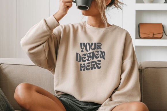 Sand Gildan 18000 Sweatshirt Mockup Review