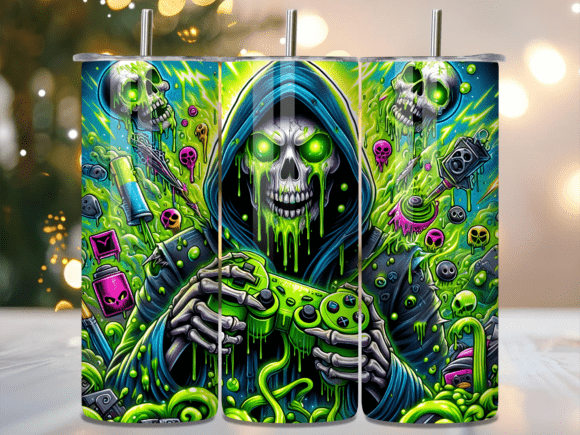 Slime Green Toxic Gamer Skull Tumbler Wraps Review