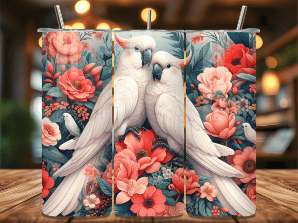 White Love Birds Flowers Tumbler Wraps Review